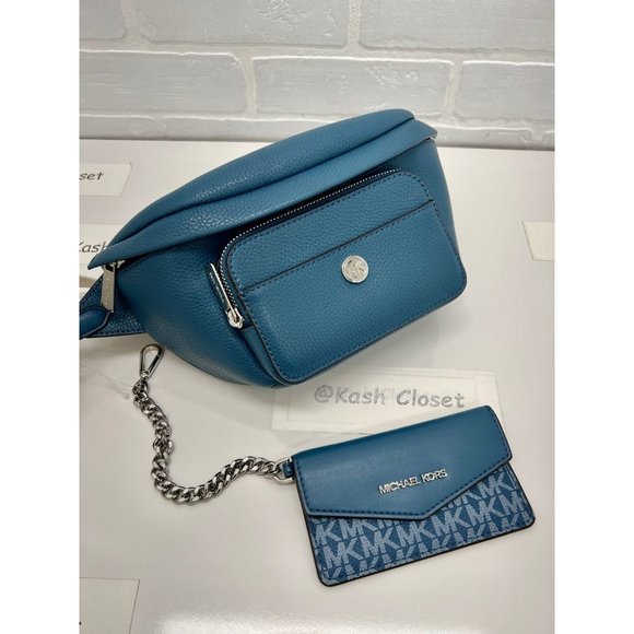 Michael Kors Maisie 2-in-1 Sling WaistPack Large Fanny bag Crossbody Teal - Picture 6 of 12